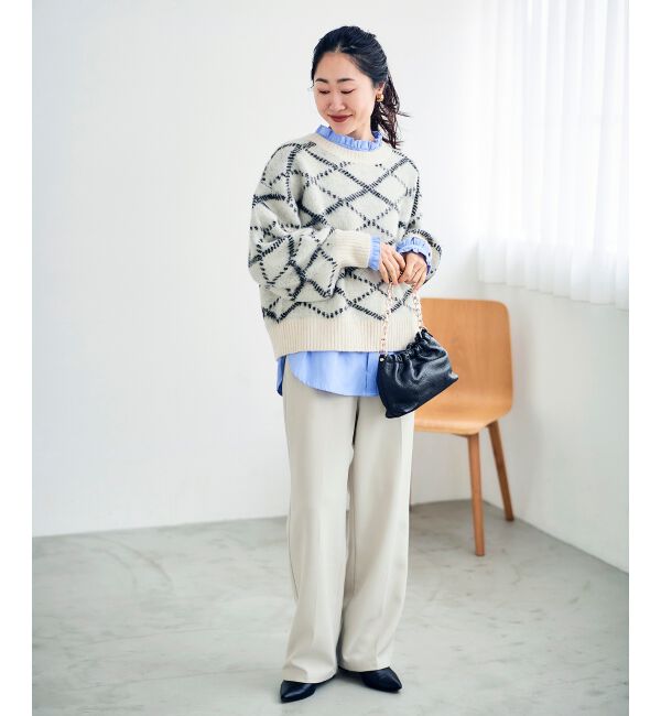  「《WEB限定アイテム》起毛チェックニットプルオーバー」|ニット・セーター|