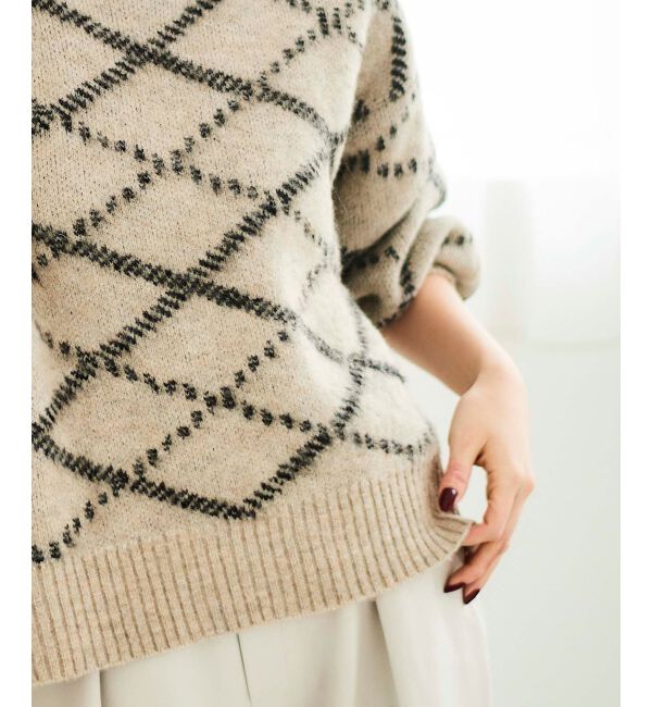  「《WEB限定アイテム》起毛チェックニットプルオーバー」|ニット・セーター|