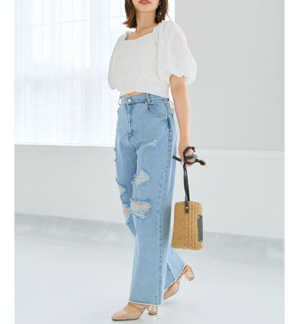 MAJESTICLEGON「刺繍レースコットンブラウス」|シャツ・ブラウス|