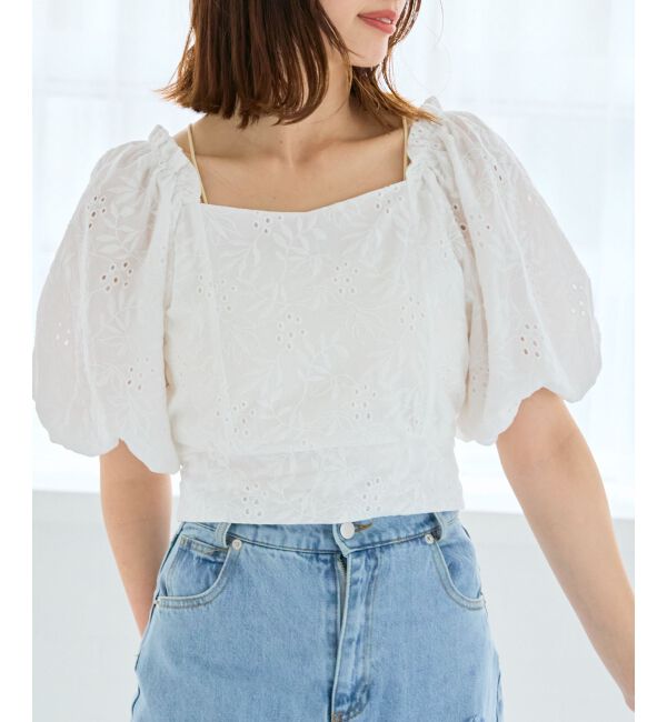 MAJESTICLEGON「刺繍レースコットンブラウス」|シャツ・ブラウス|