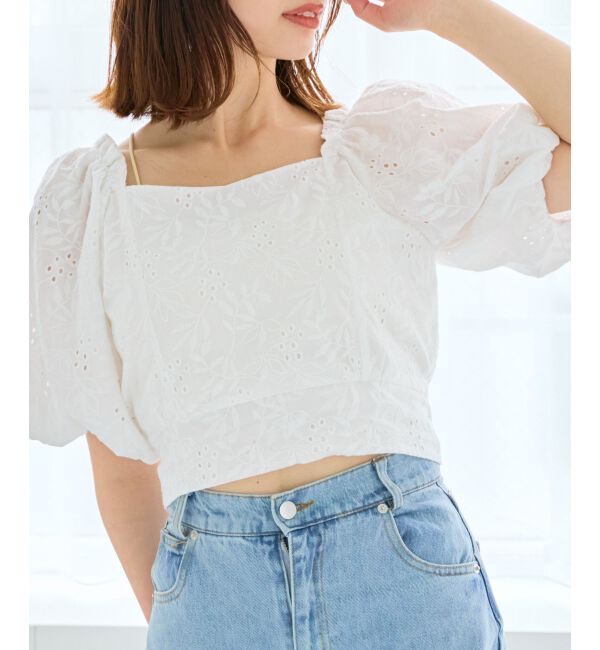 MAJESTICLEGON「刺繍レースコットンブラウス」|シャツ・ブラウス|