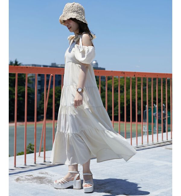 MAJESTICLEGON「2way肩リボンティアードワンピース」|ワンピース|