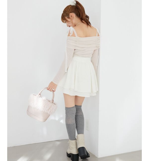  「レースリボン2wayオフショルトップス」|Tシャツ・カットソー|