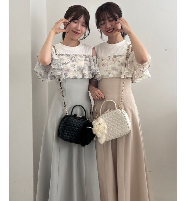  「ウエストきゅっとフリルフレアワンピ」|ワンピース|