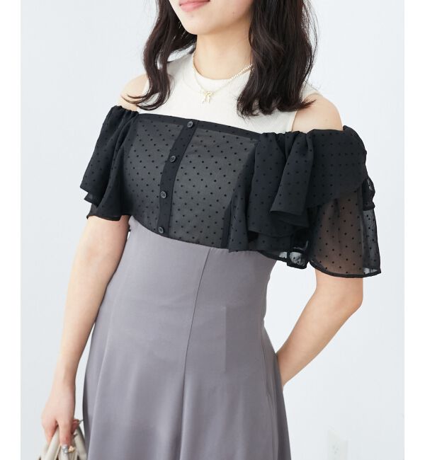  「ウエストきゅっとフリルフレアワンピ」|ワンピース|