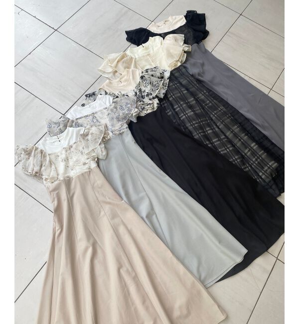  「ウエストきゅっとフリルフレアワンピ」|ワンピース|