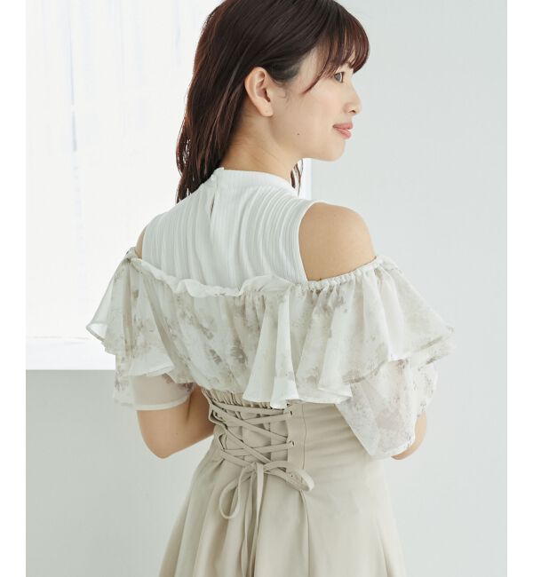  「ウエストきゅっとフリルフレアワンピ」|ワンピース|