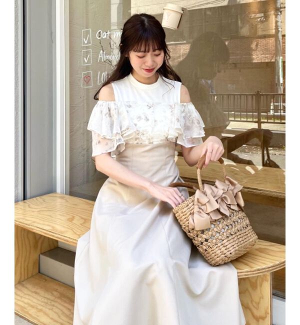  「ウエストきゅっとフリルフレアワンピ」|ワンピース|