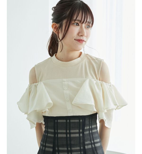  「ウエストきゅっとフリルフレアワンピ」|ワンピース|