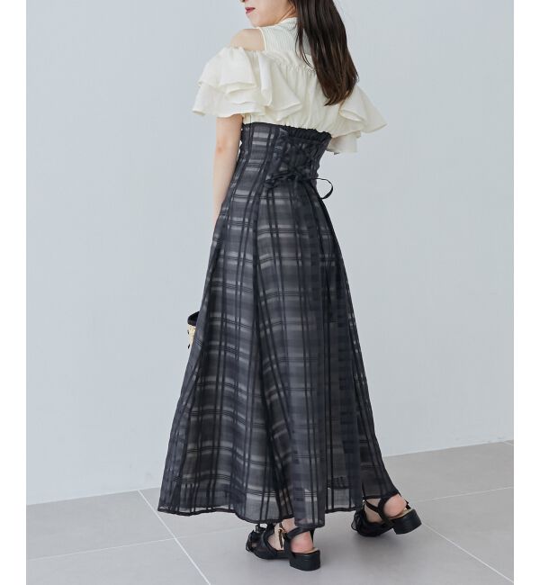  「ウエストきゅっとフリルフレアワンピ」|ワンピース|