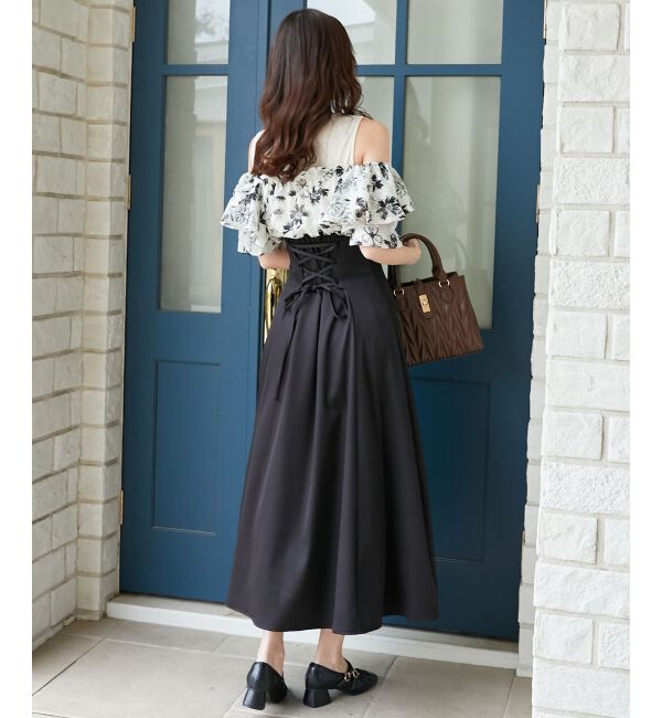  「ウエストきゅっとフリルフレアワンピ」|ワンピース|