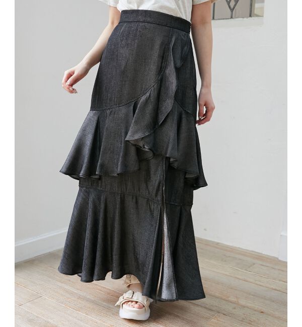  「フリルデザインスリットスカート」|スカート|