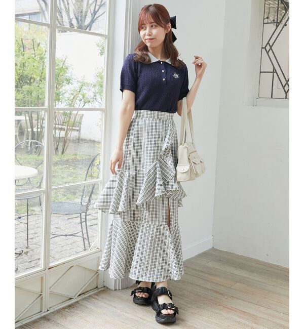  「フリルデザインスリットスカート」|スカート|