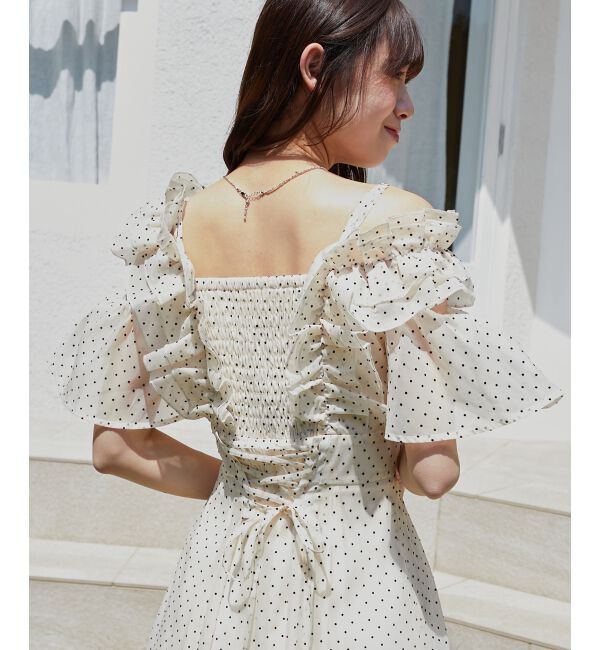  「バックレースアップフリルワンピース」|ワンピース|