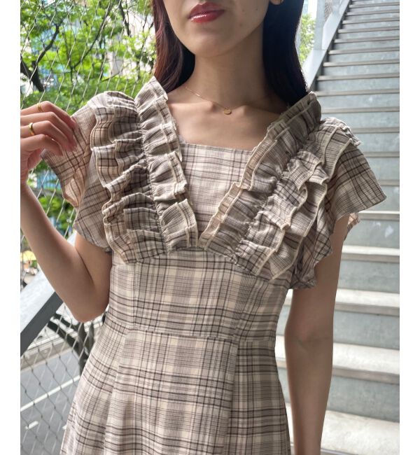  「バックレースアップフリルワンピース」|ワンピース|