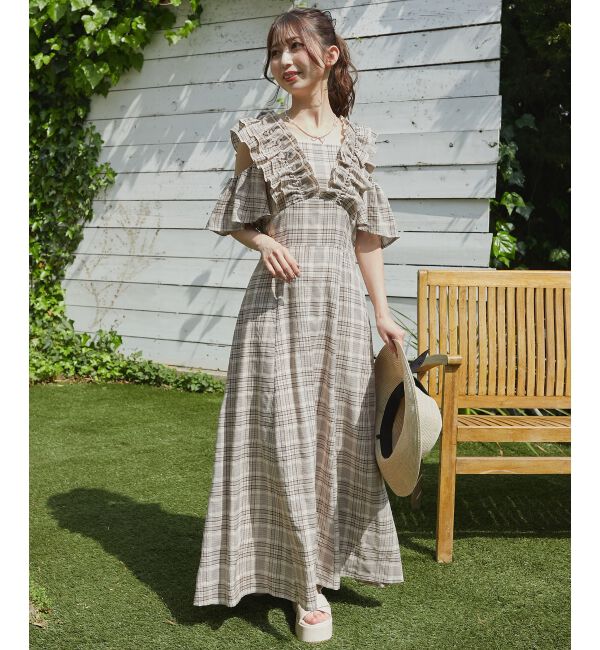  「バックレースアップフリルワンピース」|ワンピース|