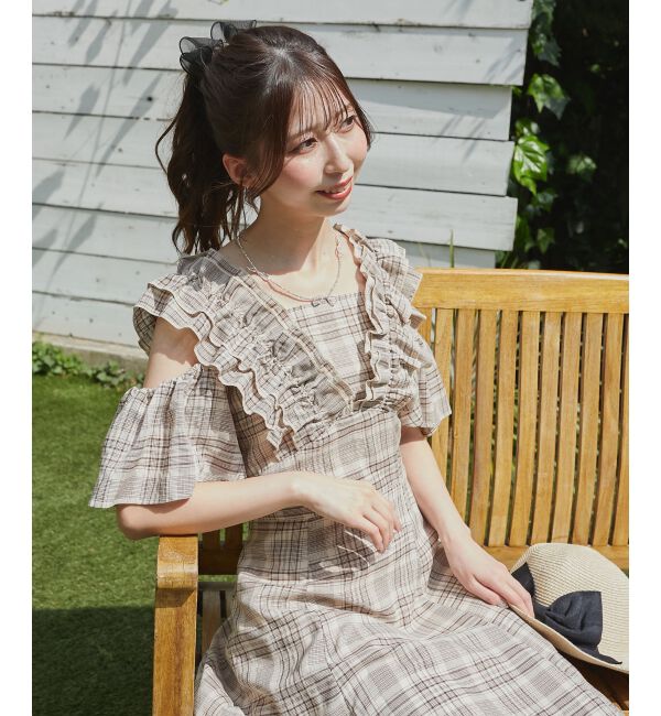  「バックレースアップフリルワンピース」|ワンピース|