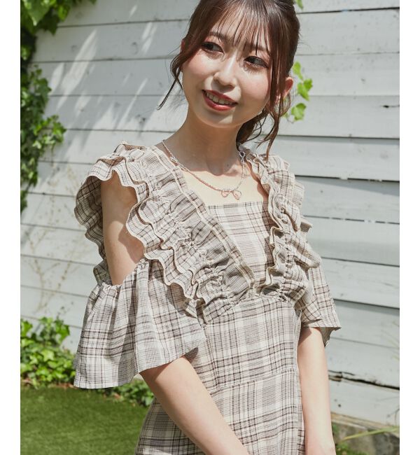  「バックレースアップフリルワンピース」|ワンピース|