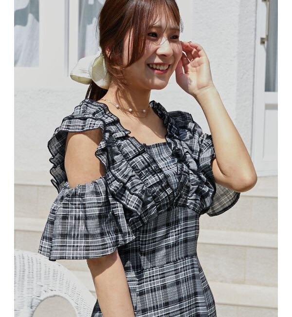  「バックレースアップフリルワンピース」|ワンピース|