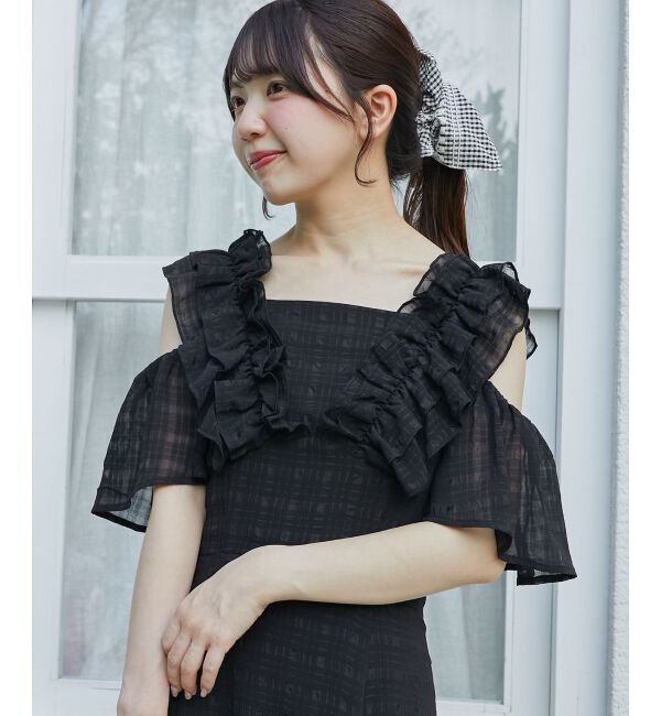  「バックレースアップフリルワンピース」|ワンピース|ブラックベース