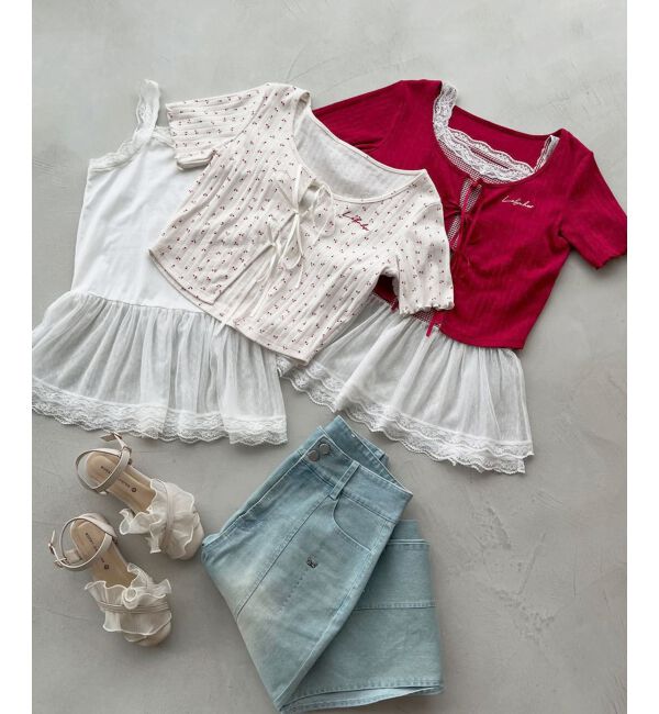  「ペプラムキャミセットカットカーデ」|カーディガン|