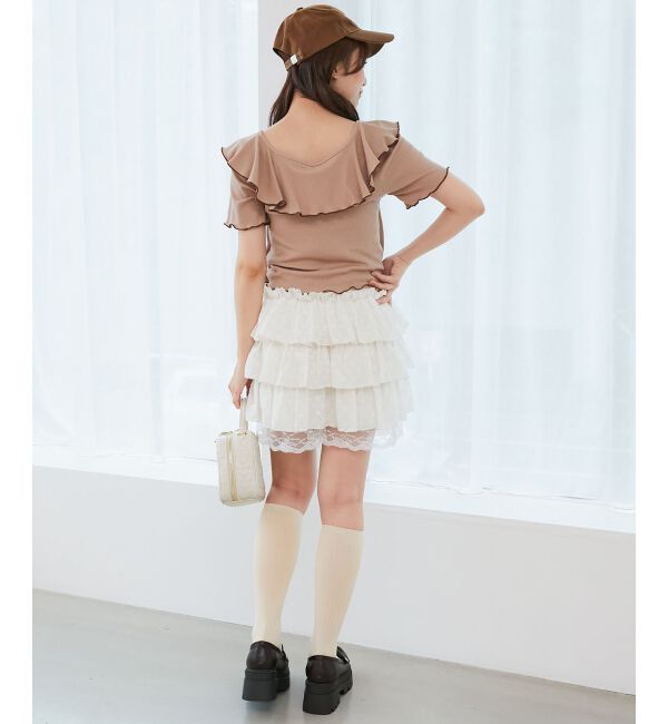  「メロウフリルレイヤードカットトップス」|Tシャツ・カットソー|