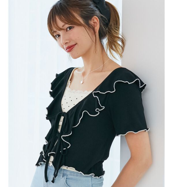  「メロウフリルレイヤードカットトップス」|Tシャツ・カットソー|