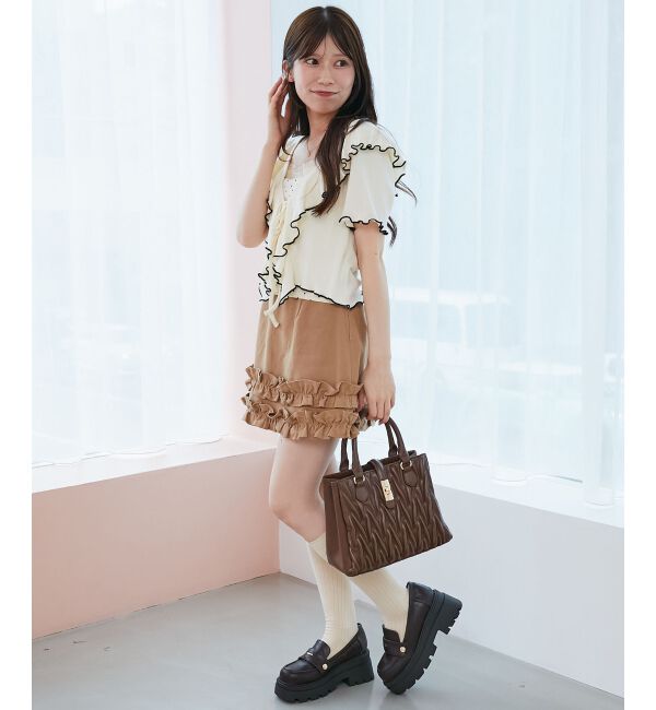  「メロウフリルレイヤードカットトップス」|Tシャツ・カットソー|