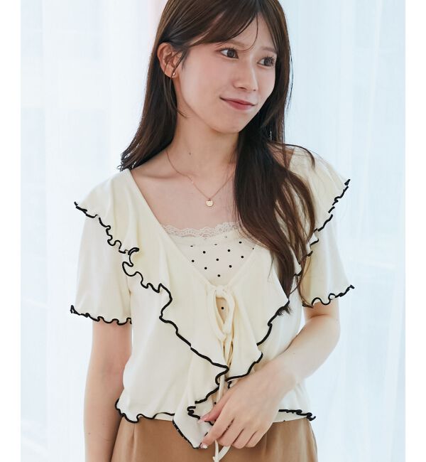  「メロウフリルレイヤードカットトップス」|Tシャツ・カットソー|