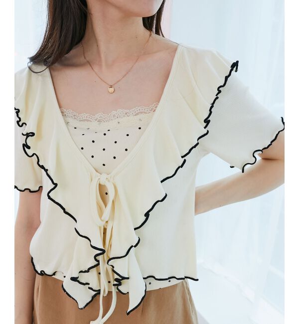  「メロウフリルレイヤードカットトップス」|Tシャツ・カットソー|