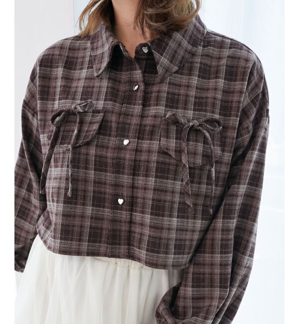  「ハートボタンリボンつきシャツ」|シャツ・ブラウス|
