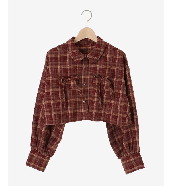  「ハートボタンリボンつきシャツ」|シャツ・ブラウス|