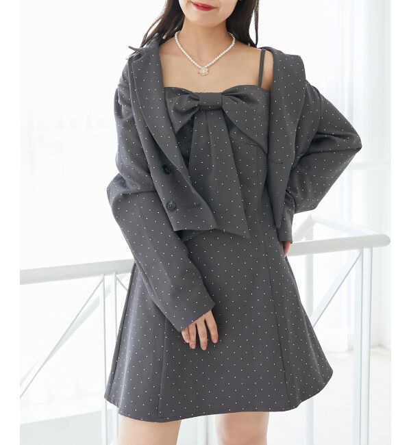  「キラキラビッグリボンミニワンピ」|ワンピース|