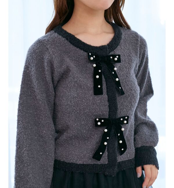 「キラキラベロアリボンカーディガン」|カーディガン|