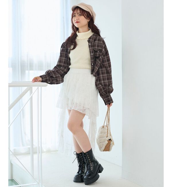  「アシメレースミニスカパン」|スカート|