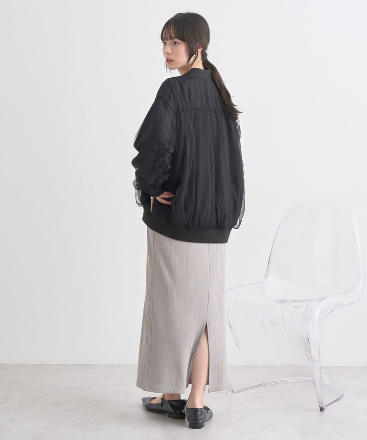 earth music&ecology「チュールレイヤードMA-1」|ブルゾン・スタジャン|