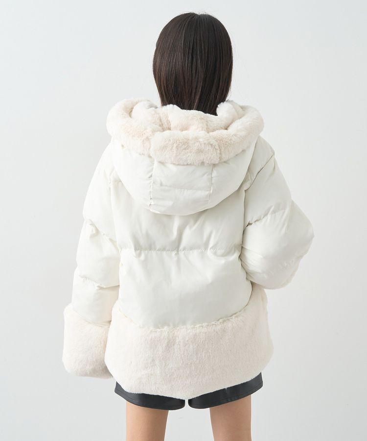 earth music&ecology「フードファー中綿ショートコート」|ブルゾン・スタジャン|