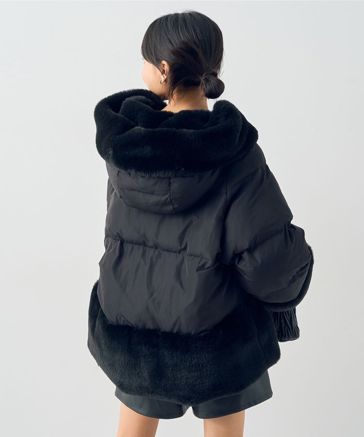 earth music&ecology「フードファー中綿ショートコート」|ブルゾン・スタジャン|