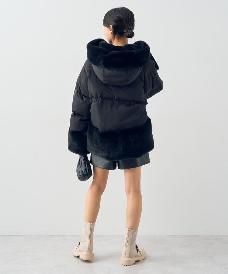 earth music&ecology「フードファー中綿ショートコート」|ブルゾン・スタジャン|