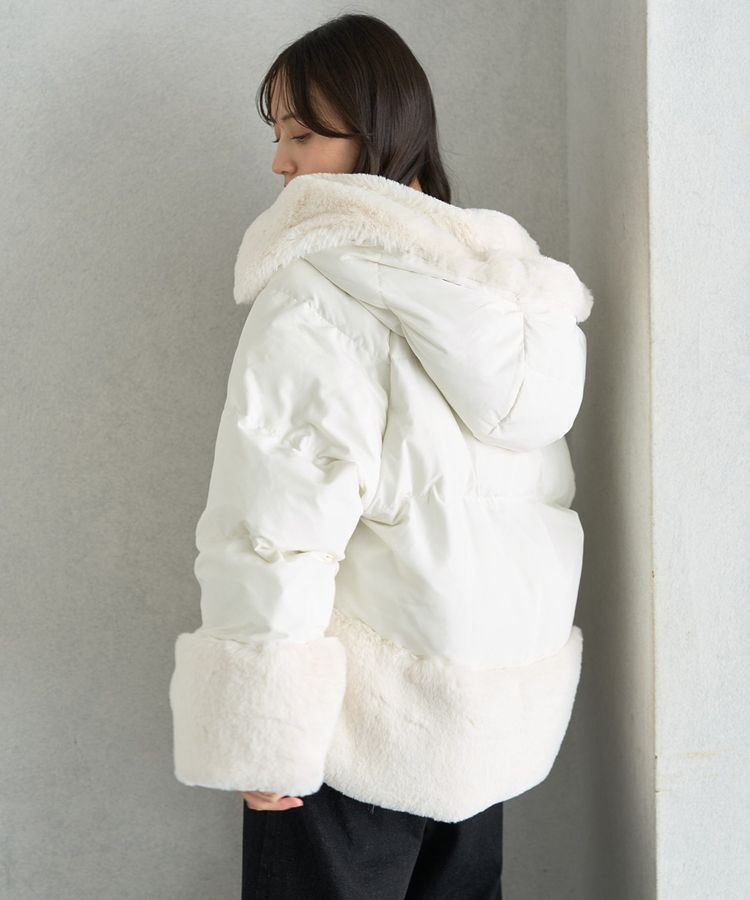 earth music&ecology「フードファー中綿ショートコート」|ブルゾン・スタジャン|