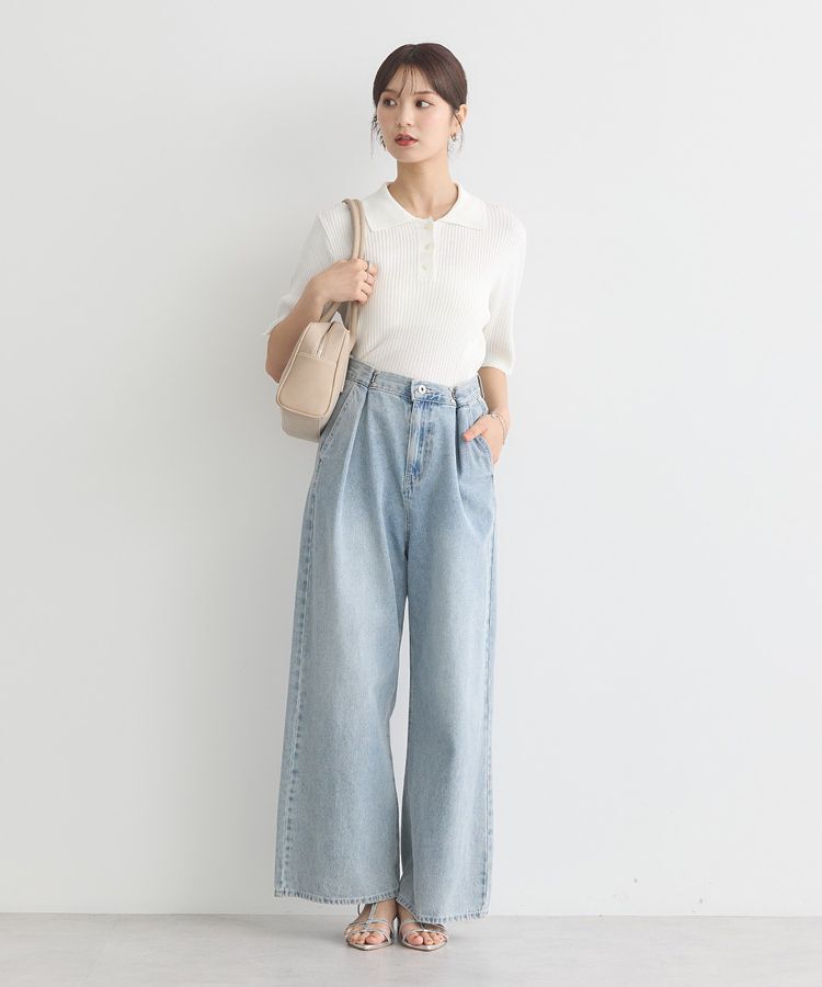 earth music&ecology「半袖ポロニットプルオーバー」|ニット・セーター|