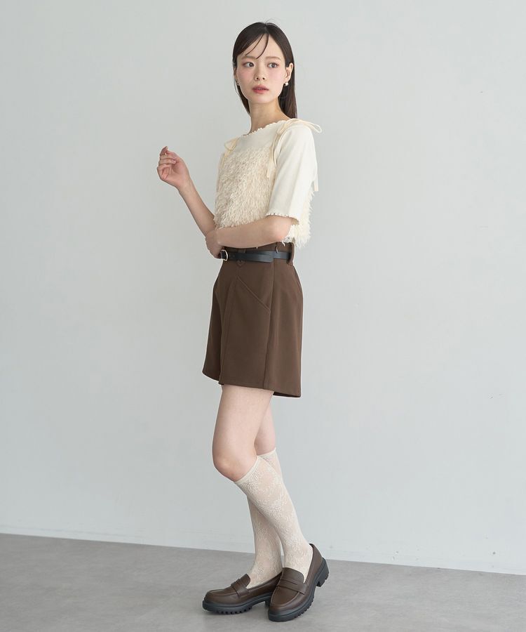 earth music&ecology「【WEB限定】ベロアリボンフェザービスチェ」|ベスト・ジレ|