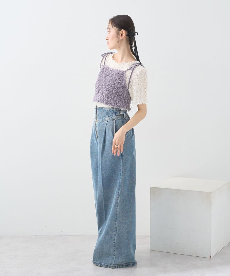 earth music&ecology「【WEB限定】ベロアリボンフェザービスチェ」|ベスト・ジレ|