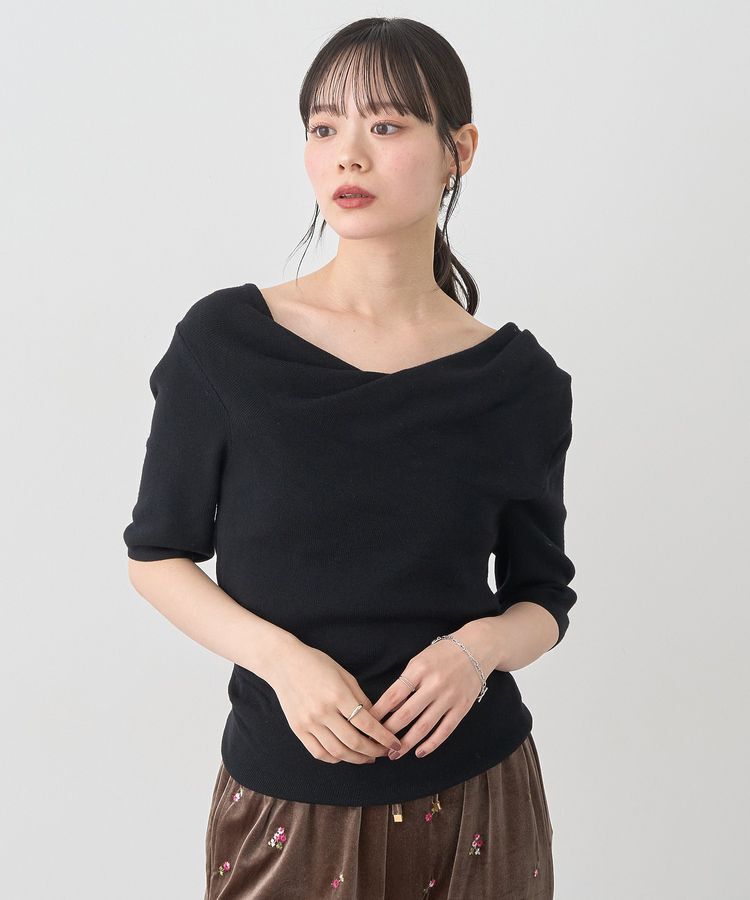 earth music&ecology「ドレープニットプルオーバー」|ニット・セーター|Black