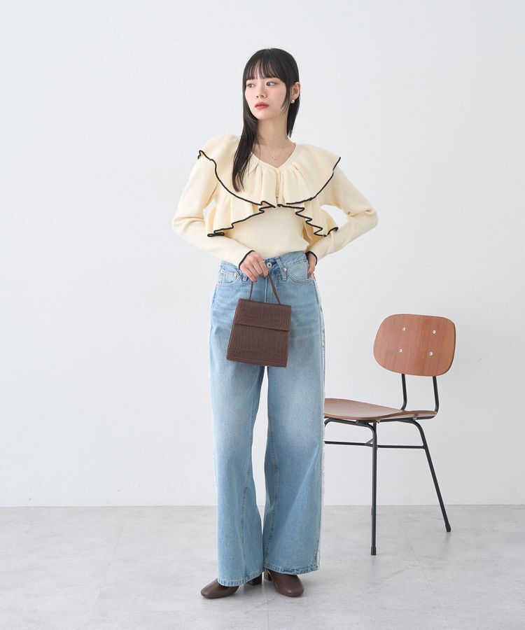 earth music&ecology「ワイドフリンジデニムパンツ」|デニム|