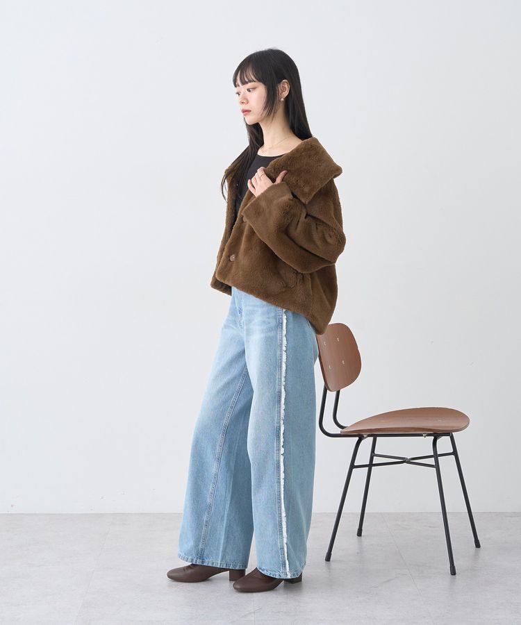 earth music&ecology「ワイドフリンジデニムパンツ」|デニム|