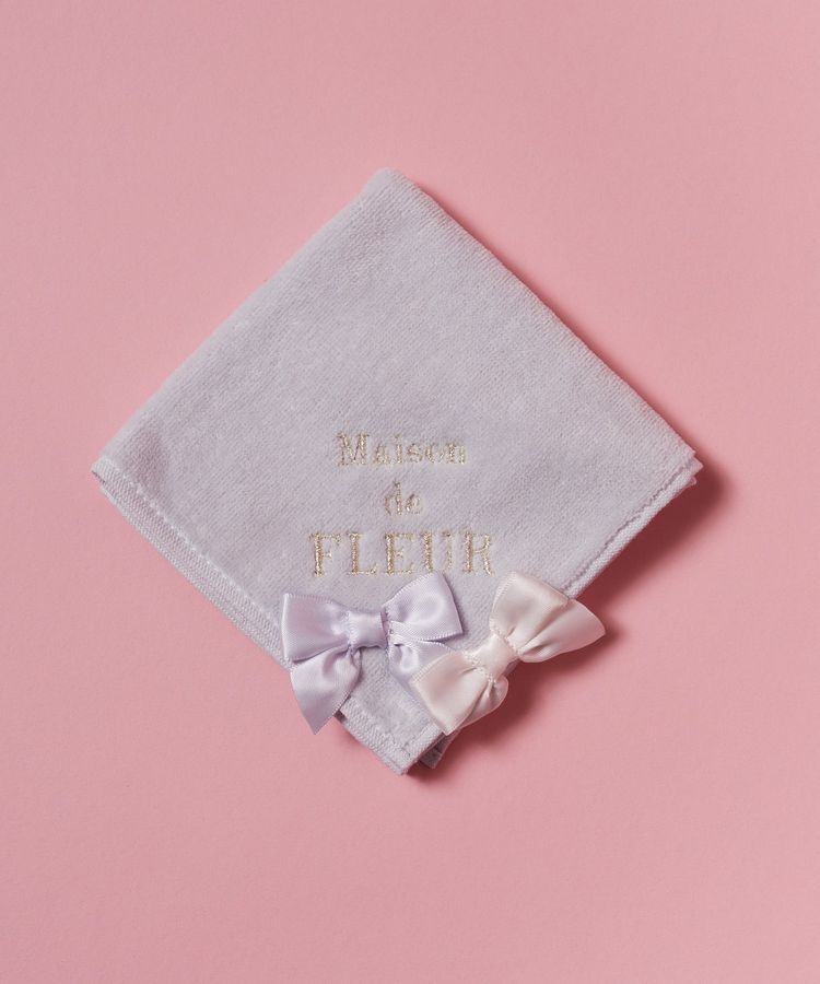 Maison de FLEUR「バイカラーリボンタオルハンカチ」|ハンカチ|ライラック