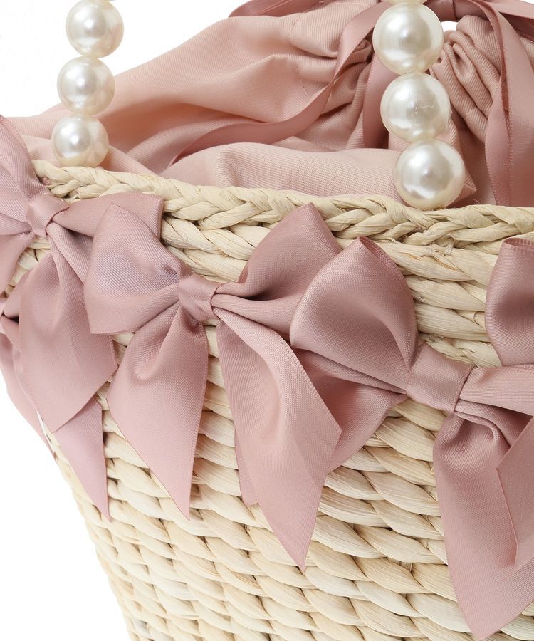 Maison de FLEUR「パールハンドルメイズリボンカゴバッグ」|ハンドバッグ|