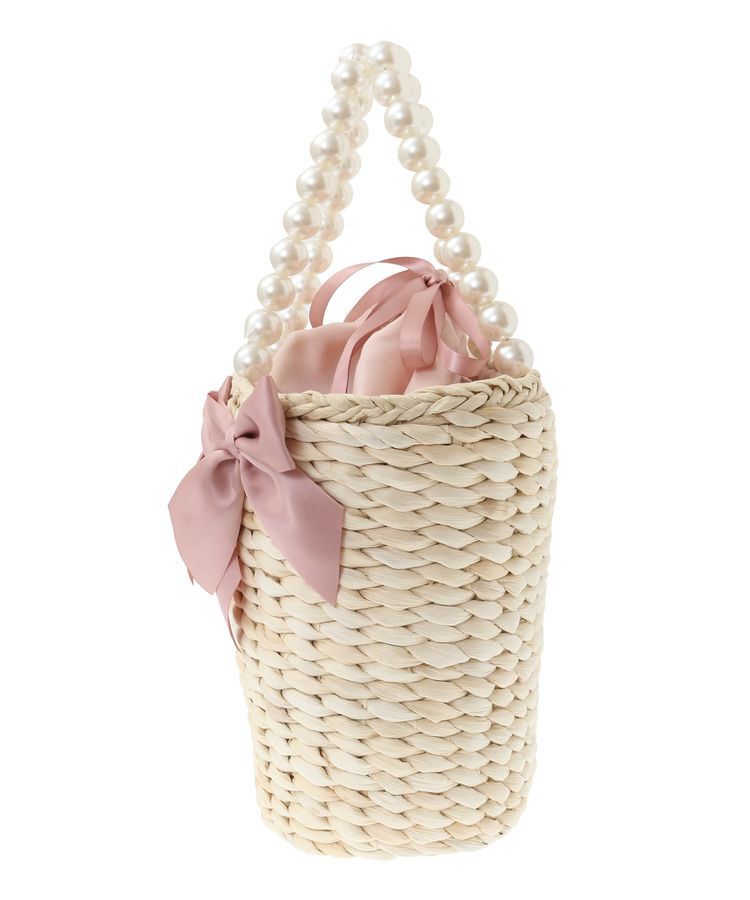 Maison de FLEUR「パールハンドルメイズリボンカゴバッグ」|ハンドバッグ|