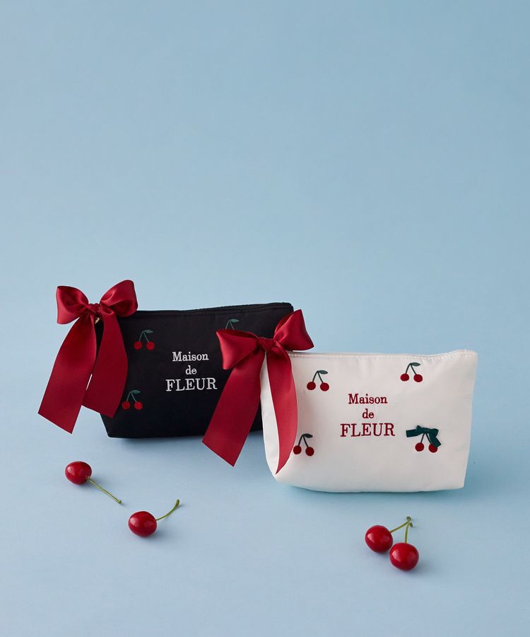 Maison de FLEUR「チェリー刺繍ポーチ」|ポーチ|